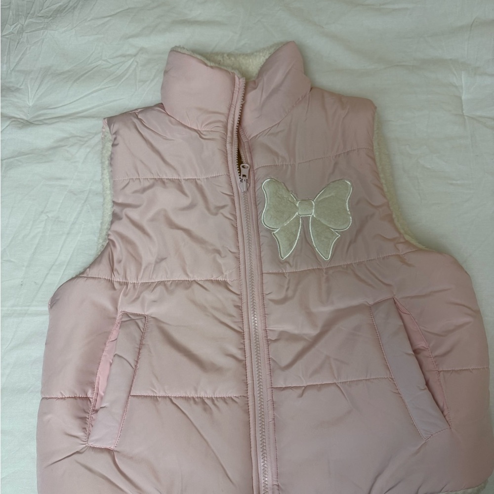Madden Girl Pink Puffer Vest with Bow Accent
